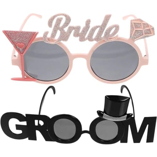 Haowul Bräutigam-braut-party-sonnenbrille, Lustige Junggesellenabschiedsbrille, Glitzernde Partybrille, Kostüm-requisiten Für Hochzeitsdekoration von Haowul