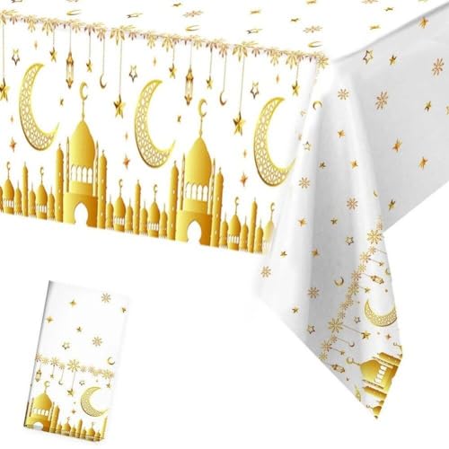 Eid Ramadan Tischtuch wasserdichte Kunststofftischtuch Rechteckiger Tischdeckel Dekorative Tischdecke Für Muslimische Partyzubehör von Haowul