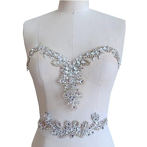 Haowul Handgefertigter Perlennähten Auf Strasskristallverkleidung Nähen Perlen Applikationen Für Brautkleider Flecken Taillendekoration Brust Taille Accessoire von Haowul