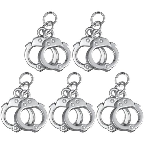 Haowul Handschellen-Charm-anhänger, 5 Stück, Mini-simulations-Handschellen, Retro-Handschellen-anhänger Für Die Herstellung Von DIY-schmuck, Halsketten Und Armbändern Haowul Handschellen-Charm-anhänger, 5 Stück, Mini-simulations-Handschellen, Retro-Handschellen-anhänger Für Die Herstellung Von DIY-schmuck, Halsketten Und Armbändern von Haowul