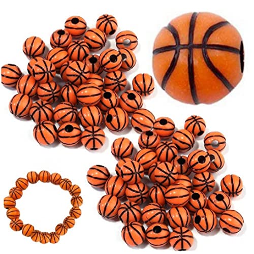 Haowul Sport Ball Bead 50 Pcs Acryl Basketball Perle Loch Für Armbänder Halsketten Armbandohrringe Haarbindungen Schlüsselketten Machen von Haowul