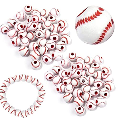 Haowul Sport Ball Bead 50 Pcs Acryl -softballperle Loch Für Armbänder Halsketten Armbandohrringe Haarbindungen Schlüsselketten Machen von Haowul