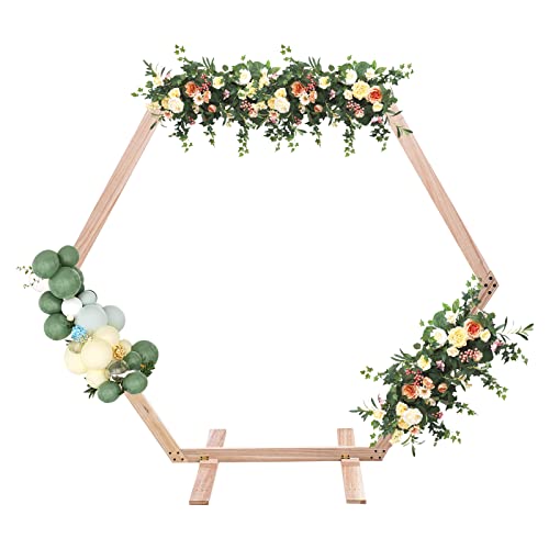 Elegante Hochzeitsdekoration aus Holz, Hexagon Blume Pavillon, Halterung, Kit Ballonbogen 2 m, für Garten, Party, Hochzeit, Geburtstag usw., Tragfähigkeit beträgt 5 kg von Haoxuesen
