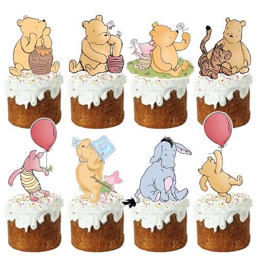 Winnie Babyparty-Dekorationen, Winnie-Cupcake-Topper, 48 Stück, klassische Pooh-Babyparty-Dekorationen, niedliche Kuchendekorationen, Oh Baby, Neugeborene, Partygeschenke, Jungen und Mädchen, erster Winnie Babyparty-Dekorationen, Winnie-Cupcake-Topper, 48 Stück, klassische Pooh-Babyparty-Dekorationen, niedliche Kuchendekorationen, Oh Baby, Neugeborene, Partygeschenke, Jungen und Mädchen, erster von Haoyu