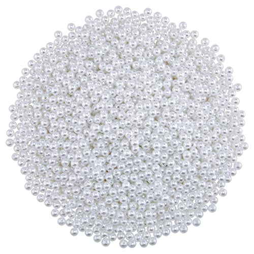 Hapeper 1000 Stück 6 mm Kunststoffperlen, runde künstliche Perlen mit Loch für DIY Handwerk Schmuckherstellung Halskette Armband (weiß) von Hapeper