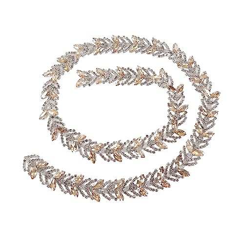 1 Yard Trimkette 2,3 cm Kristall Kettenkette Gla Blattform Blütenkette Nähen der Bling Trimm für Kleidungsstücke Ohrringgürtel (Sekt) von Hapivida