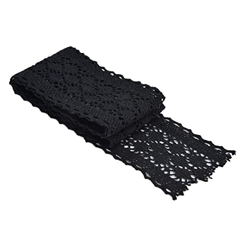 10 Yard Baumwolle Spitzenborte 5,8cm Breite Vintage Spitzenstoff Zierband für DIY Basteln Handwerk Kleidung Unterwäsche Röcke Hochzeitskleid Tischdeko(Schwarz) von Hapivida