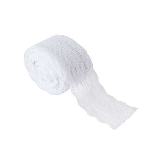 Spitzenband, 10 Meter 4,5cm Breites Vintage Spitzenbordüre Weiss Spitze Tischband Spitzenband Zum Nähen für Hochzeit Tischdeko Basteln Geschenkband(Weiß) von Hapivida