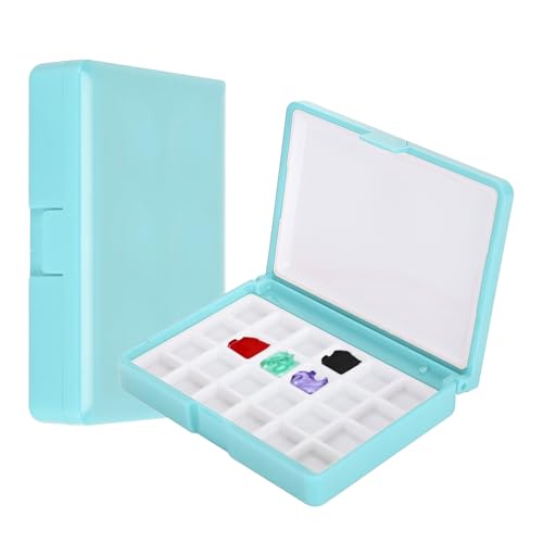 2 Stück Leerer Aquarellkasten, Aquarell Palettenkasten Leere Aquarelldosen Paletten Farbkasten Farbbehälter aus Kunststoff Aufbewahrungspalettenkasten (Blaue 24 Gitter) von Hapivida