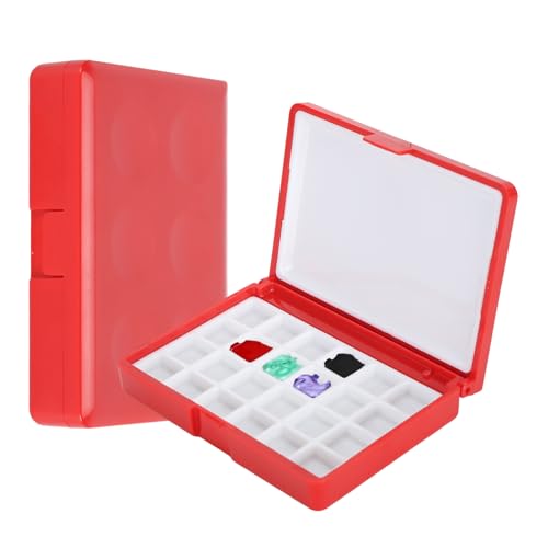 2 Stück Leerer Aquarellkasten, Aquarell Palettenkasten Leere Aquarelldosen Paletten Farbkasten Farbbehälter aus Kunststoff Aufbewahrungspalettenkasten (Rote 24 Gitter) von Hapivida