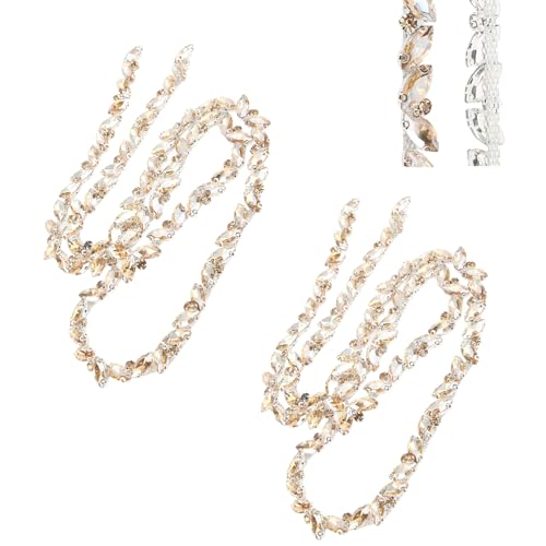 2 Stück Strassbesatz 1 Yard Strass Trim Kette Crystal Flower Strasskette Kristall Kettenapplikation DIY Schmuck Kristallkette Diamant Perlenkette zum Basteln, Nähen, Hochzeit, Party (Gold Champagner) 2 Stück Strassbesatz 1 Yard Strass Trim Kette Crystal Flower Strasskette Kristall Kettenapplikation DIY Schmuck Kristallkette Diamant Perlenkette zum Basteln, Nähen, Hochzeit, Party (Gold Champagner) von Hapivida