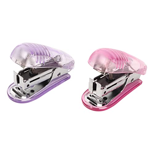 2pcs Transparente Heftkleber, Tragbare Manuelle Hefter, maximal 20 Blätter Kapazität für Dokument Home Office School Nutzung (Lila Pink) von Hapivida