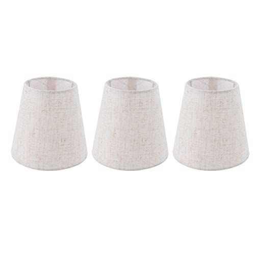 3 Stück Kronleuchter Lampenschirm 14 x 13 x 9 cm E14 Tischlampenschirme Leinen Stoff Lampenschirm Kleiner Wandleuchte Lampenschirm für Hotel KTV Decor von Hapivida