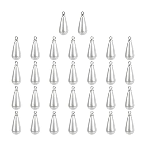 30 Stück Wassertropfen Anhänger, DIY Harz Perle Charms Schmuckzubehör für Mädchen Frauen DIY Halskette Ohrstecker Zubehör(7x18mm) von Hapivida