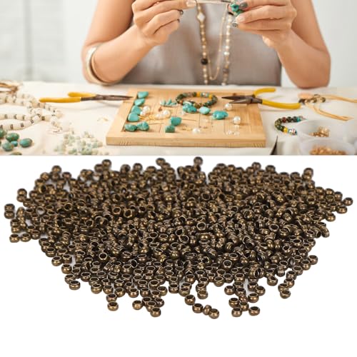 500 Stück Crimp Perlen, Stopper Perlen Runde Abstandshalter Loser Stopper Terminatoren Tipps Säulenstopper, um die Enden von Schmuckketten für Halskettenarmband DIY zu sichern (Bronze) von Hapivida