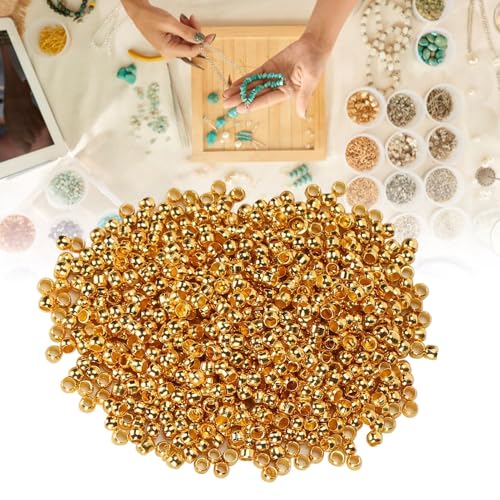 500 Stück Crimp Perlen, Stopper Perlen Runde Abstandshalter Loser Stopper Terminatoren Tipps Säulenstopper, um die Enden von Schmuckketten für Halskettenarmband DIY zu sichern (Gold) von Hapivida