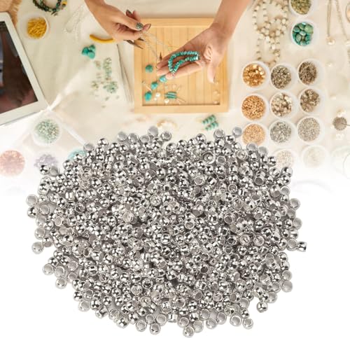 500 Stück Crimp Perlen, Stopper Perlen Runde Abstandshalter Loser Stopper Terminatoren Tipps Säulenstopper, um die Enden von Schmuckketten für Halskettenarmband DIY zu sichern (Silber) von Hapivida
