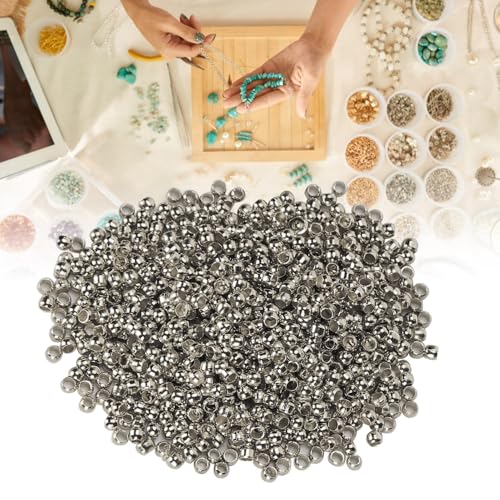 500 Stück Crimp Perlen, Stopper Perlen Runde Abstandshalter Loser Stopper Terminatoren Tipps Säulenstopper, um die Enden von Schmuckketten für Halskettenarmband DIY zu sichern (Weiß) von Hapivida