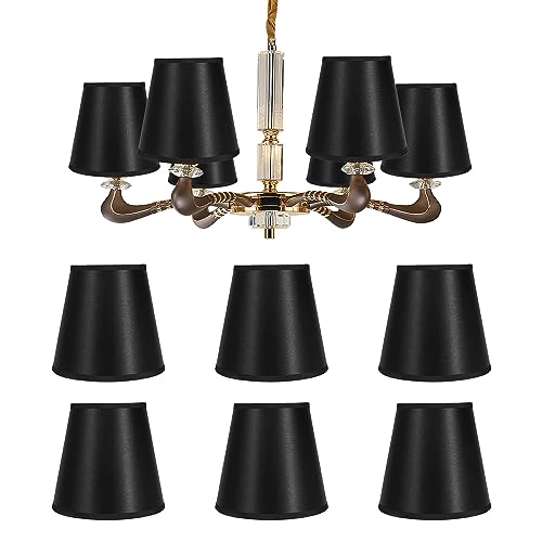 6 Stück Kleiner Lampenschirm 9 x 13 x 14 cmSchwarz Kronleuchter Lampenschirme E14 Clip Nachttisch Lampenschirm, Modern Simple Clip on Stoff Lampshades für Wandleuchte Tischlampe (#9) von Hapivida