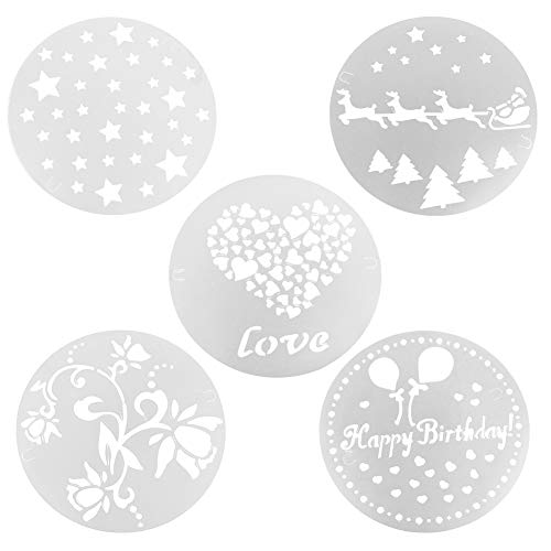 Dekorieren Kuchen Schablonen Kit, 5 Stück Cake Top Schablonen Kuchen Cookie Dekorieren Malerei Vorlagen Backwerkzeug, Schokolade Spray Form für Backen Kuchen Decor von Hapivida