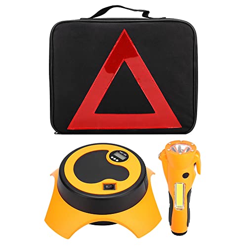 Elektrische Autoreifen-Inflatorpumpe Taschenlampe Set, 12-V-Luftkompressor-Reifenpumpe Notfallwerkzeug Starke leichte Langstrecken-Taschenlampe für Auto von Hapivida