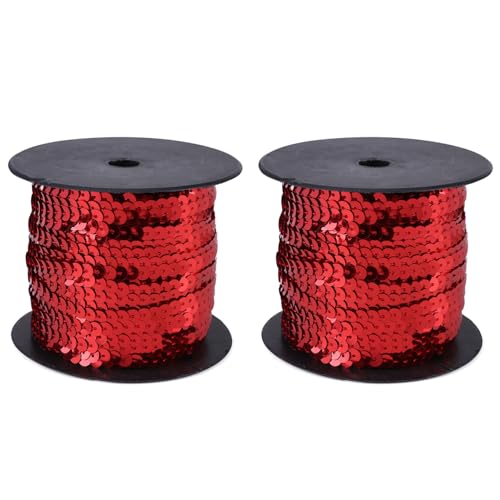100 Yard Flacher Pailletten Rolle, 6mm Bunte Paillette Trim Flache Glitzerborte für DIY Handwerk, DIY Paillettenschnur Bandrolle für Bastelarbeiten, Verzierungen, Kostümzubehör (Rot-2 Stück) 100 Yard Flacher Pailletten Rolle, 6mm Bunte Paillette Trim Flache Glitzerborte für DIY Handwerk, DIY Paillettenschnur Bandrolle für Bastelarbeiten, Verzierungen, Kostümzubehör (Rot-2 Stück) von Hapivida