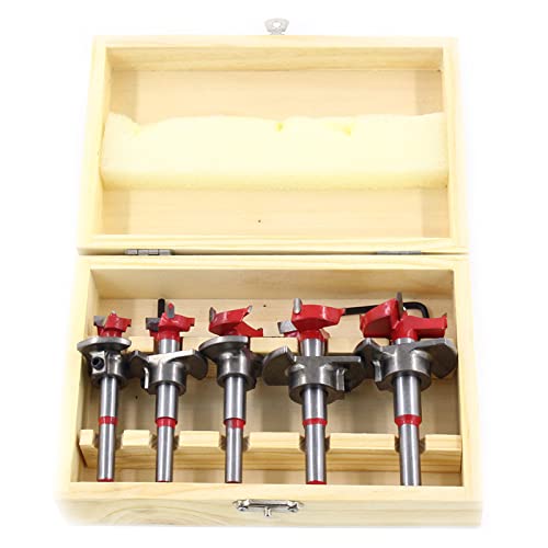 Forstner Drill Bit Set, 5 Stück Wolfram Carbid Verstellbar Versteckte Scharnier Scharnier Jig Bohrführer Bit 15 bis 35 mm Holzbearbeitungsscharnier Loch Bohrbohrung für Weiche von Hapivida