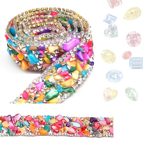 Funkelndes Strassband, 2cm × 2,2Yd Bling Crystal Strassband Kristall Strass Trim Diamantaufkleber Heißpress Heizband für DIY Handwerk, Hochzeitszubehör(Bunt) von Hapivida