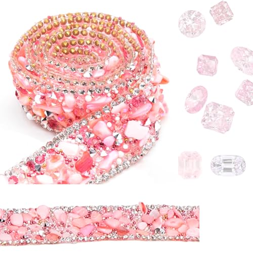 Funkelndes Strassband, 2cm × 2,2Yd Bling Crystal Strassband Kristall Strass Trim Diamantaufkleber Heißpress Heizband für DIY Handwerk, Hochzeitszubehör(Rosa) von Hapivida