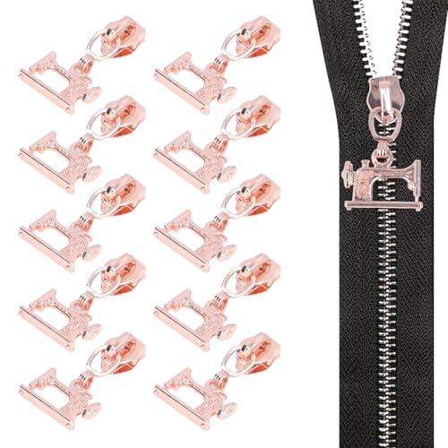 Hapivida 10 Stück Zipper Sliders Ersatz, Reißverschluss Schieber mit Nähmaschine Hängender,Metall Zipper Sliders für DIY Kleidung Taschen Zelte Gepäck Schlafsack Koffer(Roségold) von Hapivida