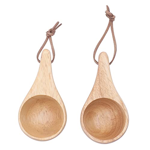 2 Stück Kuksa Holztasse, Tragbar Kautschukholz Wasserbecher mit Griff und Lederband, Handgemachte Lappland Tasse für Rucksacktouren, Camping, Wandern, Überleben, Restaurants und Familienreisen von Hapivida