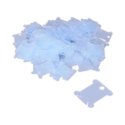 Hapivida 200 Stück Plastikseide Spulen, Kunststoff Stickgarn Karten Floss Bobbin, Garnspulen mit Floss Winder für DIY Kreuzstich Lagerung, Baumwollfäden Nähaufbewahrung Werkzeug(Blau) von Hapivida