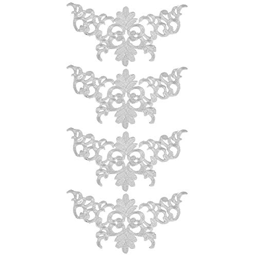 Hapivida 4PCS Bestickte Patch Nähtuch Aufkleber, DIY Applique Bastel dekoration Bekleidungs zubehör, günstige Cloud-Muster, Performance-Kostüm-Zubehör (Pagodenform Silber) von Hapivida