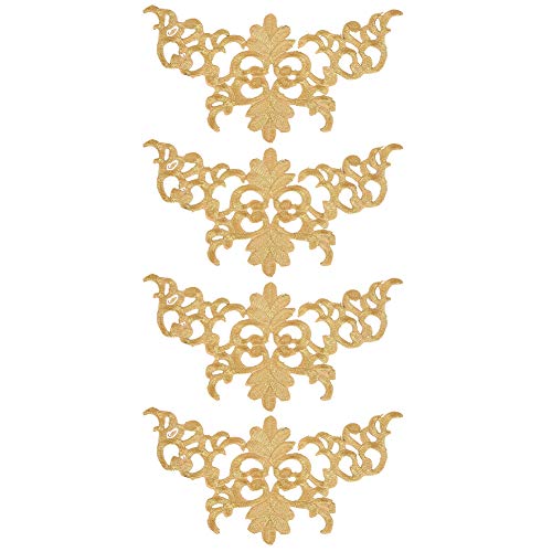 Hapivida 4PCS Bestickte Patch Nähtuch Aufkleber, DIY Applique Bastel dekoration Bekleidungs zubehör, günstige Cloud-Muster, Performance-Kostüm-Zubehör (Turmform golden) von Hapivida