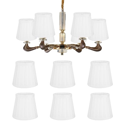 Hapivida 6 Stück Kronleuchter Lampenschirm, E14-Clip auf Kerze Stoff Lampshades Nachttisch Lampenschirm, Modern Simple Clip on Hängelampe Lampenschirm für Wandleuchte Tischlampe, Cremefarben (#5) von Hapivida