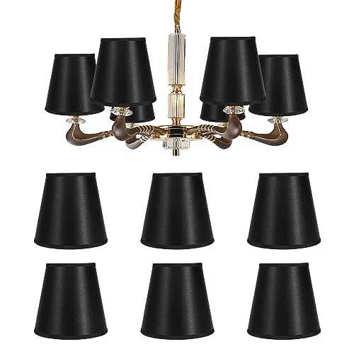 Hapivida Kleiner Lampenschirm, schwarz moderner Stoff Kronleuchter Lampenschirm aufsteckbarer Lampenschirm für E14 Birne, 9 x 13 x 14 cm von Hapivida