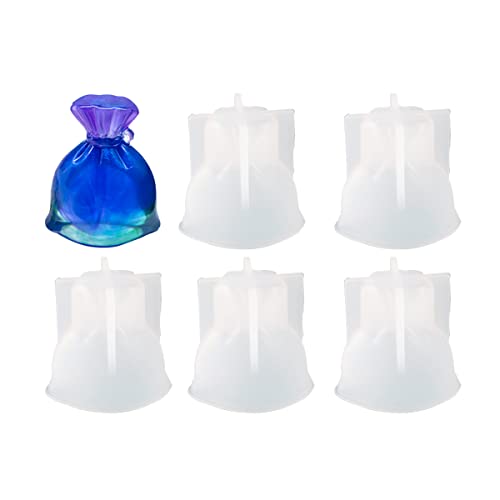 5 Stück Lucky Bag Silikonform Epoxidharz, 3D Geldbörse Resin Gießformen, Schokoladenkerze Kristall Kunstharz Formen für DIY Tabletop Ornaments Basteln Heimdekoration von Hapivida