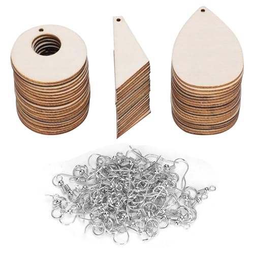 Hapivida Ohrringe Bastelset Unbehandelte Holz Materialien, Tränenform Ohrhänglinge Bastelzubehör Leer DIY Schmuck Gravur für Handgemachte e Valentinstag Geburtstag, 30 Paar von Hapivida