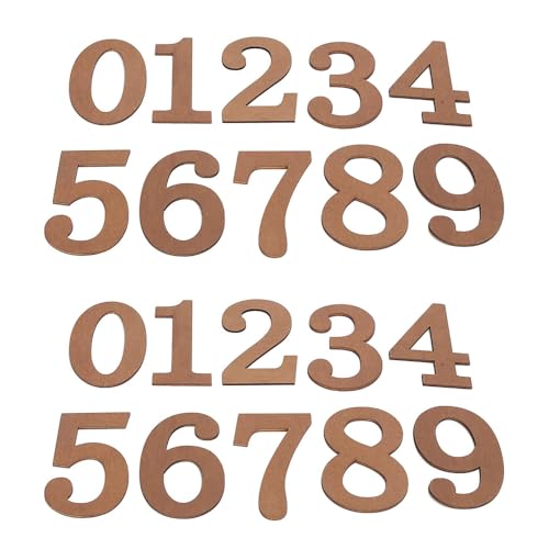 20 Stück Hölzerne Nummern, 7,4 x 4,7 cm Unbearbeitete DIY Zahlen Holz 0 bis 9, Holz Arabische Zahlen für Brieftafeln, Wanddekorationen, Uhr DIY Dekoration von Hapivida