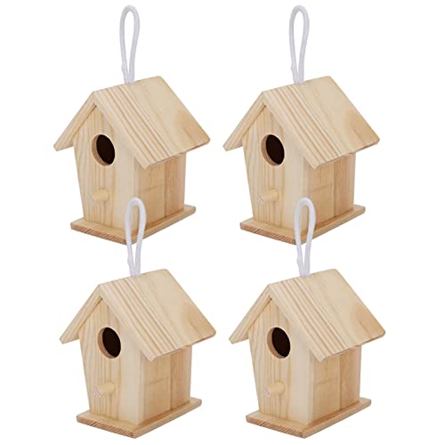 Holz Vogelhäuschen, 4-teilige Mini Hänge Vogelnester Ornamente Kinder DIY Malerei Bastelset, Unfertiges Holz Vogelhaus für Garten, Balkon, Innenhof Holz Vogelhäuschen, 4-teilige Mini Hänge Vogelnester Ornamente Kinder DIY Malerei Bastelset, Unfertiges Holz Vogelhaus für Garten, Balkon, Innenhof von Hapivida