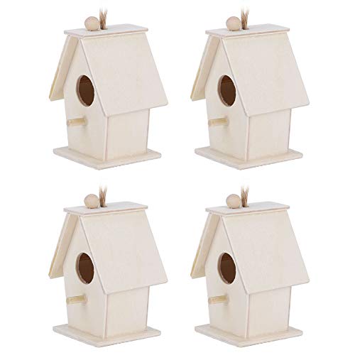 Holz Vogelhaus, 4 Stück Mini Hänge Vogelhaus Nistkasten Natürliches Unbehandeltes Holz Vogelnester für Die Dekoration des Gartenhofs Im Freien von Hapivida