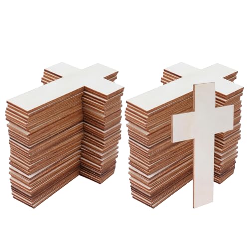 Holzkreuze, blanko Holzausschnitte, Holzkreuz, Ornamente, unlackiert, Kreuzform, Holzstücke für Bastelprojekte, Heimdekoration (72 Stück) von Hapivida
