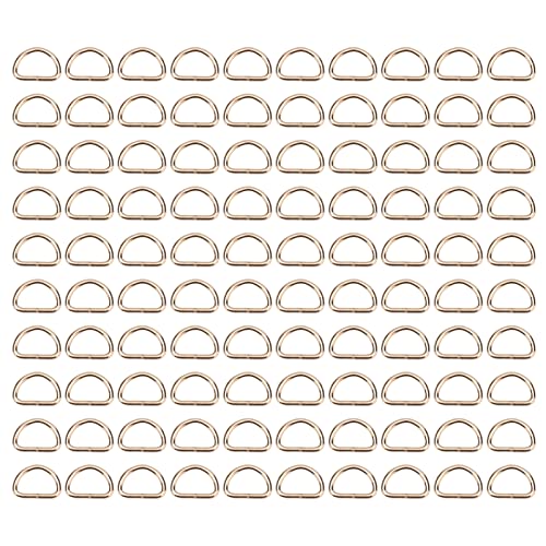 Metall D Ring Schnalle, 100 Stück 10mm x 6mm Metall Gürtelschnalle D Form Schnalle Clips, Halbrunder D-Ring Hardware Sortiment zum Nähen von Gurtbändern, Bändern, Gürteln, Taschen(Gold) von Hapivida