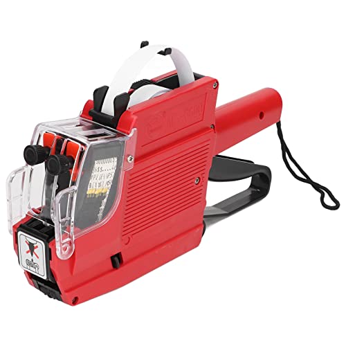 Preisauszeichner Set MX-6600 10 Ziffern 2 Zeilen Einzelhandel Preisschild Pistole Kit Preisauszeichnungspistole Befestigungswerkzeug mit Tintenrolle, Rot von Hapivida