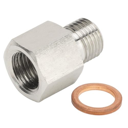 Reduzierverbinder Edelstahl 1/8 Zoll NPT Innengewinde auf M10 X 1 Außengewinde Sechskant Reduzierstück mit Unterlegscheibe Manometer Sender Adapter für Öldruck Sender (1 Stück) von Hapivida