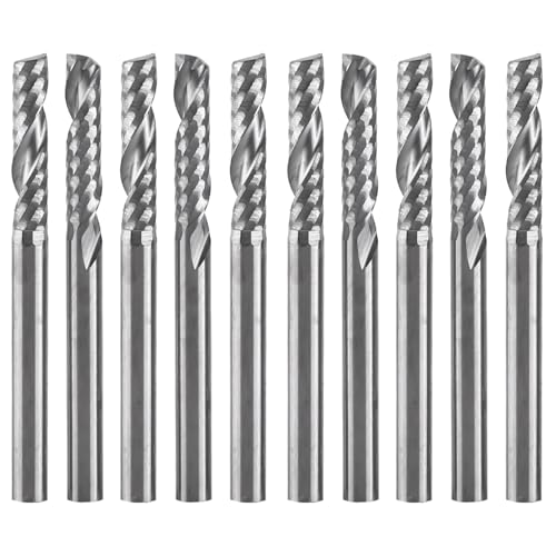 Single Flöte Ende Mühle, 3, 175mm (1/8 ") Schaft Single Flöte Ende Mühle Fräser Hartmetall Werkzeug CNC Bit für Holz Aluminium Stahl (10pcs) von Hapivida