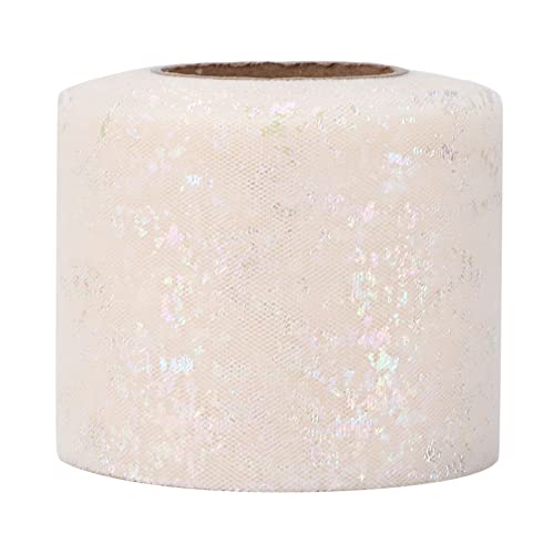 25 Yards Tüllstoffrolle 6cm breit Dekorative Drapierstoff Spitzen, Transparent Organza Stoff für Geburtstage, Geschenkverpackungen, Hochzeiten, Basteln, Schleifen, Tutu-Röcke, Kostüme(Beige) von Hapivida
