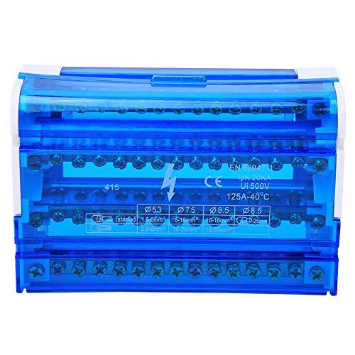 Verteilerblock mit 4 Reihen und 15 Klemmen, Klemmenverteilerkasten 4 X 15 Löcher Klemmenblock Anschlussdose DIN Schiene 4 Stufiges Einphasiges Anschlussgehäuse von Hapivida