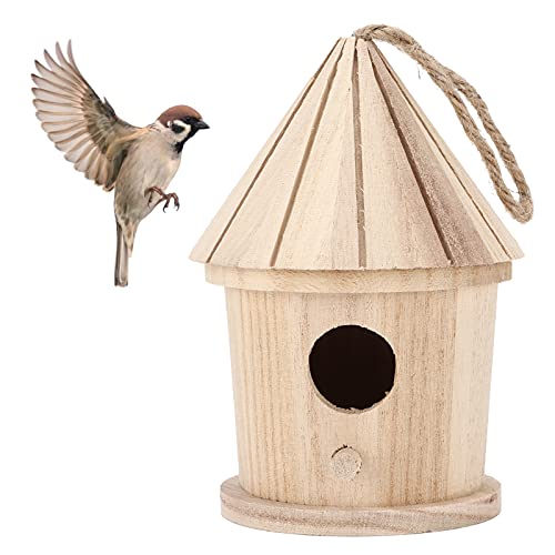 Hapivida Vogelhaus Mini 14 x 10 x 10 cm Deko Holz Vogelhäuschen zum Aufhängen Kleines Rund Vogelhaus Holzdekoration für Den Garten, Terrasse, Dekorative von Hapivida