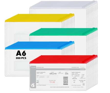 Haploon Mehrfarbige Poly-Umschläge mit Reißverschluss, A6-Größe (23,9 x 12,9 cm), transparente Kunststoff-Reißverschlussbeutel mit Etikettenfach, wiederverwendbare Federmäppchen für Schule, Bürobedarf von Haploon
